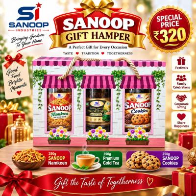 Sanoop Gift Hamper – Premium Gold Tea, Namkeen & Cookies